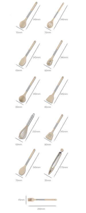 Silicone Utensil Set - Nordeka - 13-Piece Cooking Tools - Heat Resistant Kitchenware
